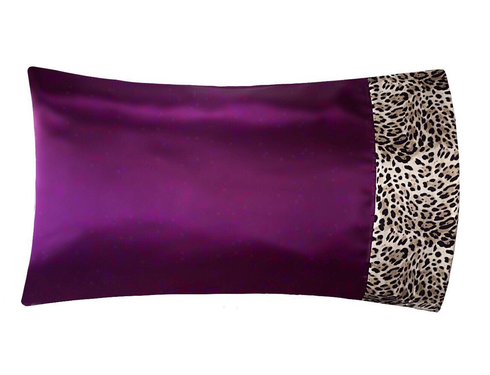 Plum & Leopard Satin Pillowcase Plum Satin Pillow Case Etsy