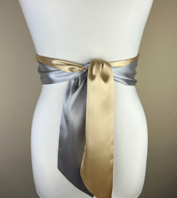 Mixed Metal Style Satin Sash Belt Silver & Gold Sash Belt - Etsy