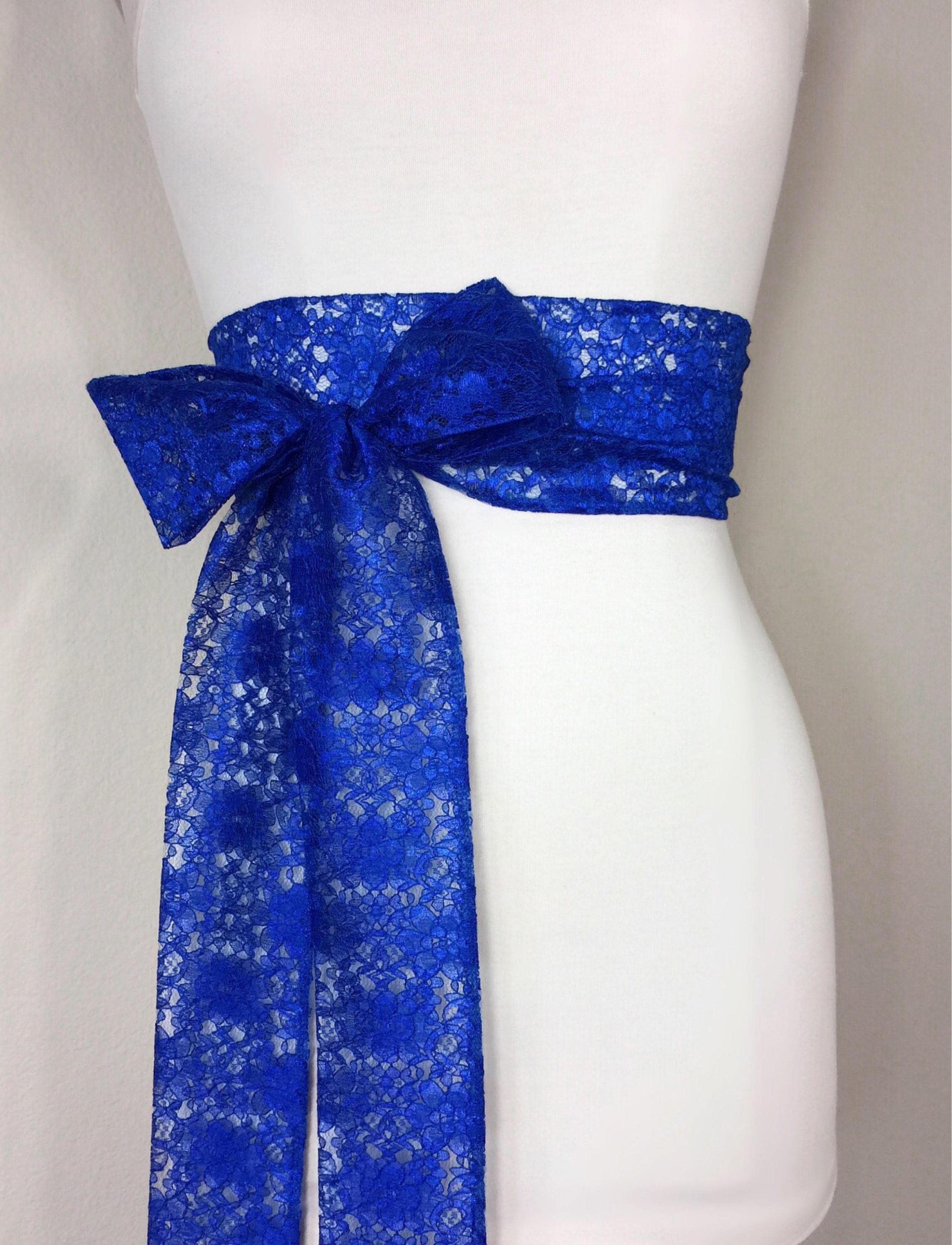 Royal Blue Lace Sash, Royal Lace Sash, Extra Long Wedding Dress Sash