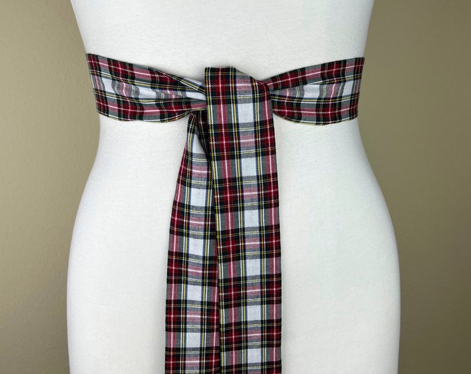 Narrow Stewart Tartan Sash  Stewart Dress Tartan Sash Belt  Plaid Sash, Stewart Clan Tartan Plaid  Scottish, Tartan Accessories  Satin Swank