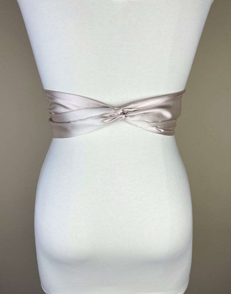 Champagne Satin Sash, Wide Champagne Sash Belt, Satin Obi Sash Belt, Bridal Sash, Bridesmaid Sash, Champagne Wedding Dress Sash, Satin Swank image 2