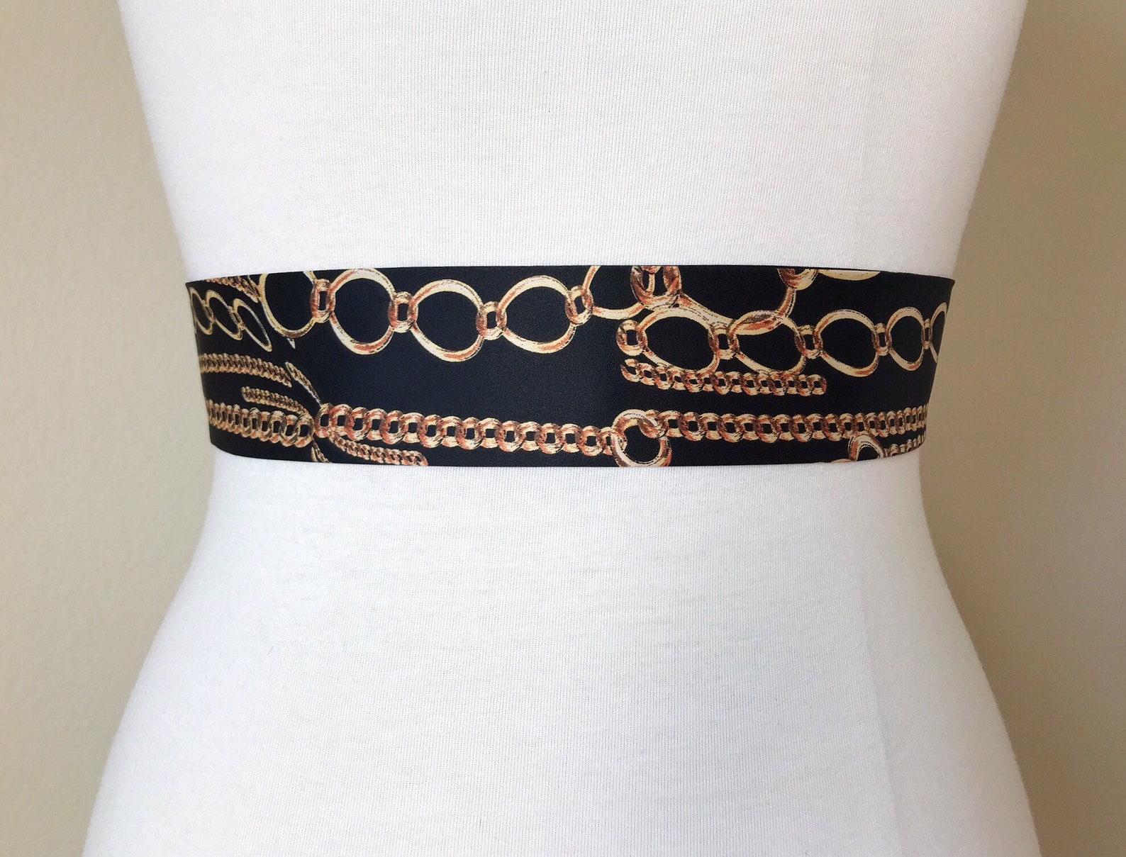 Narrow Black & Gold Chain Sash Belt Black and Gold Sash Gold Etsy