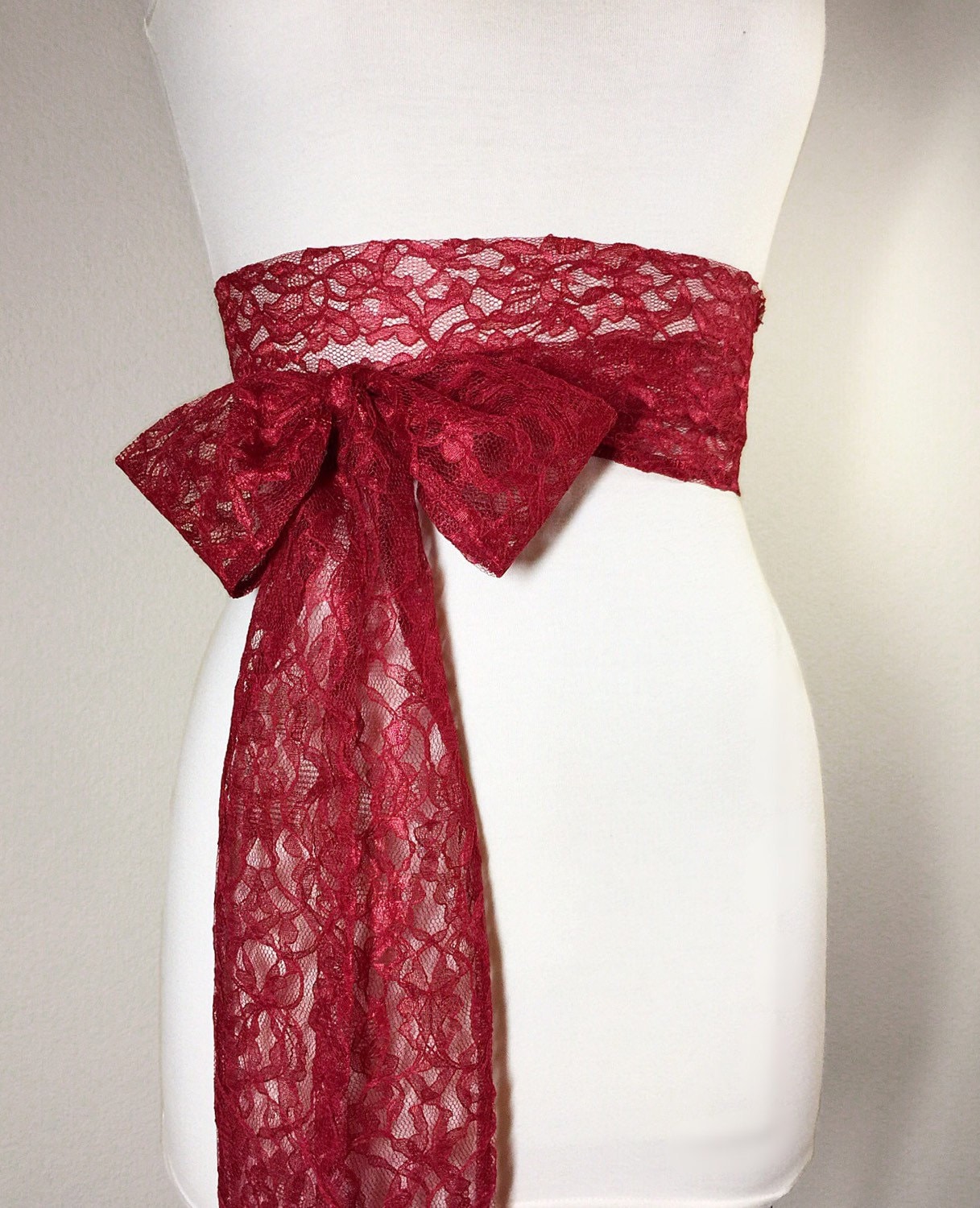 Cranberry Red Lace Sash Dark Red Lace Sash Extra Long