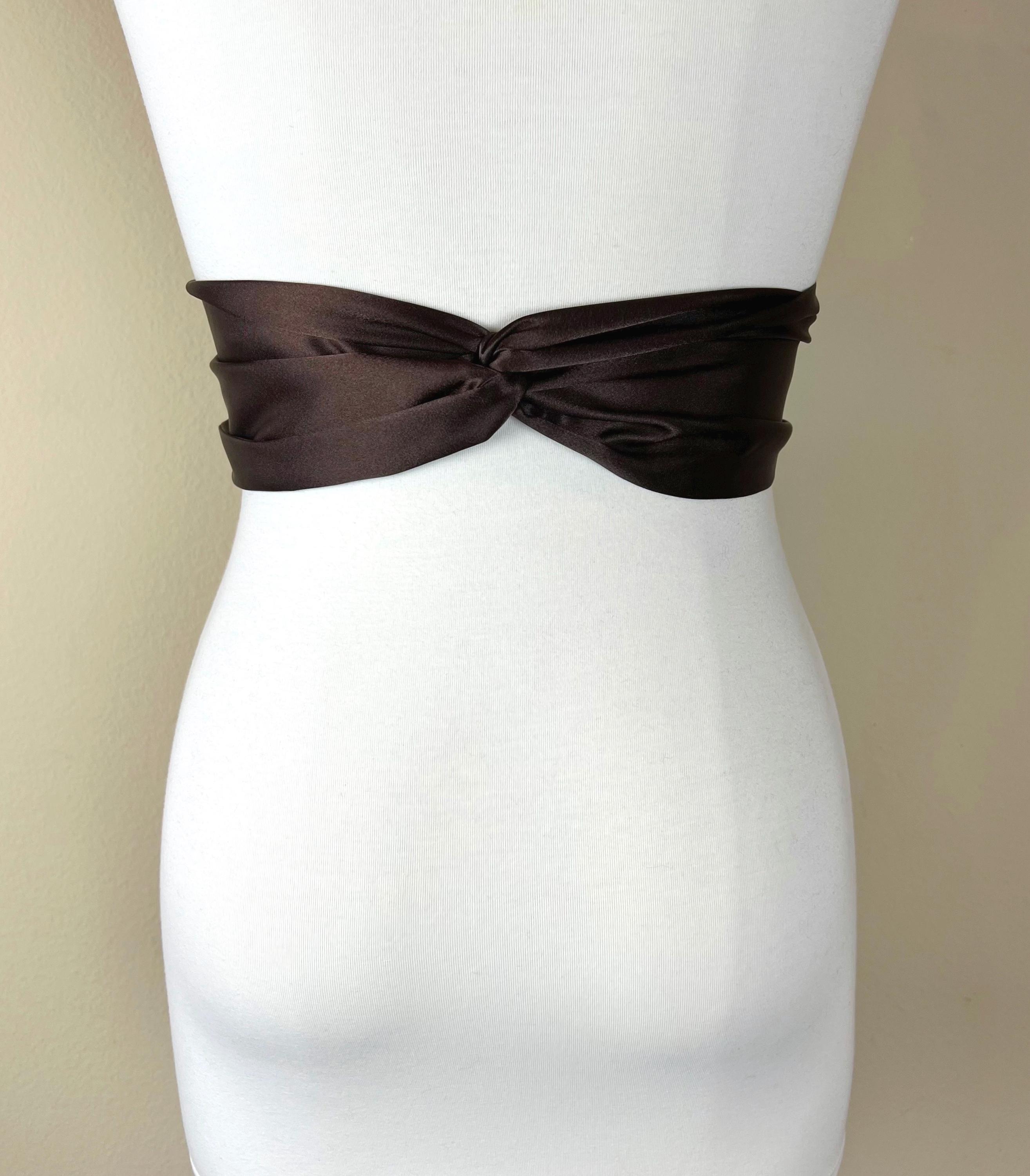 Chocolate Brown Sash, Chocolate Satin Sash, Reversible Waist