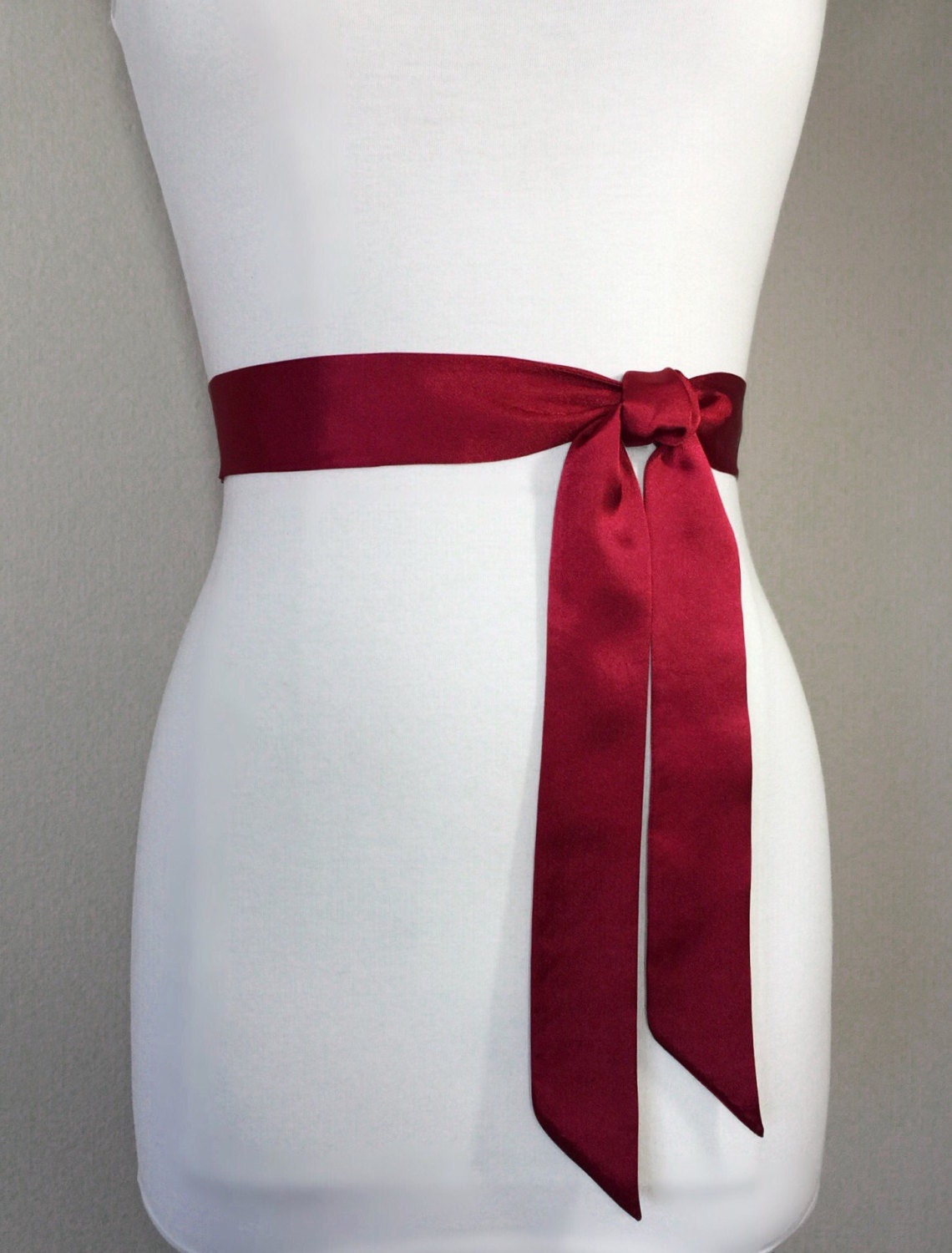 Cranberry Red Sash, Deep Red Satin Sash, Dress Sash Belt