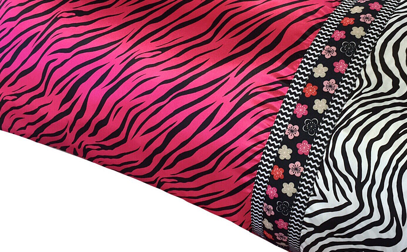Hot Pink Zebra Satin Pillowcase Zebra Pillowcase Hot Pink Satin