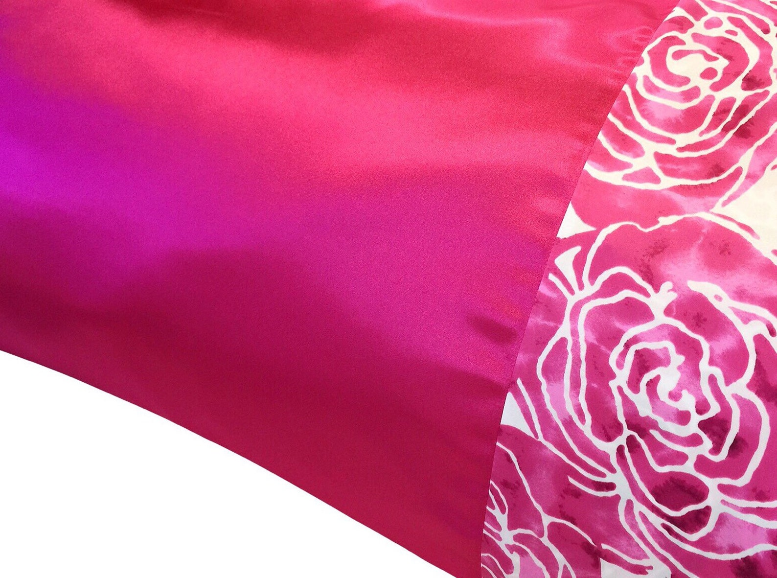 Hot Pink & Rose Satin Pillowcase Hot Pink Satin Pillow Case Etsy
