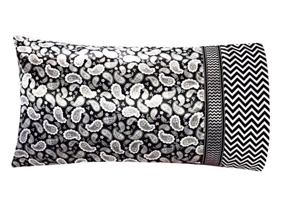 Paisley Satin Pillowcase Gray And Black Paisley Pillow Case Etsy