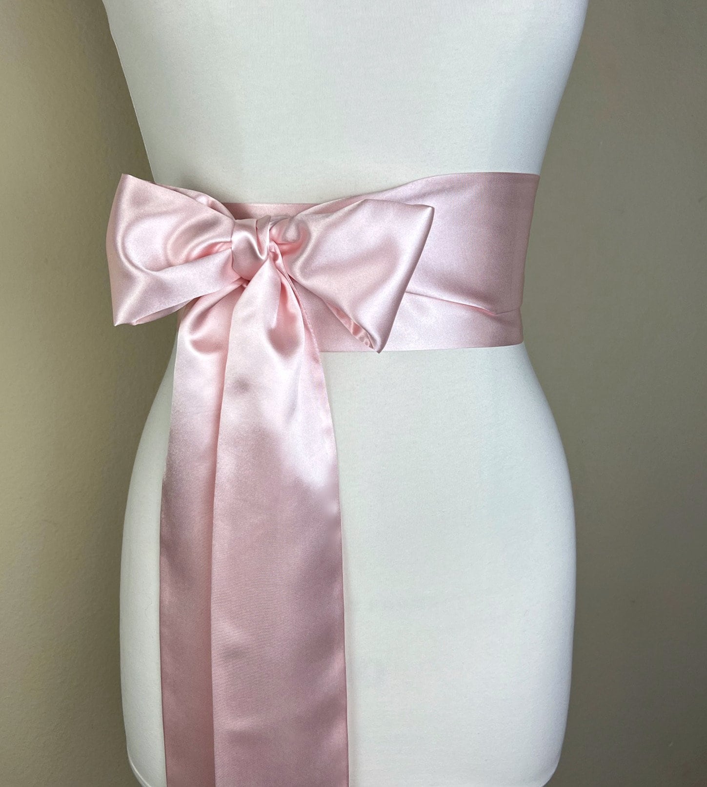 Satin & Pearl Ribbon Cake Decoration, Wrap, Sash. Pink, Blush, Peach.  Wedding