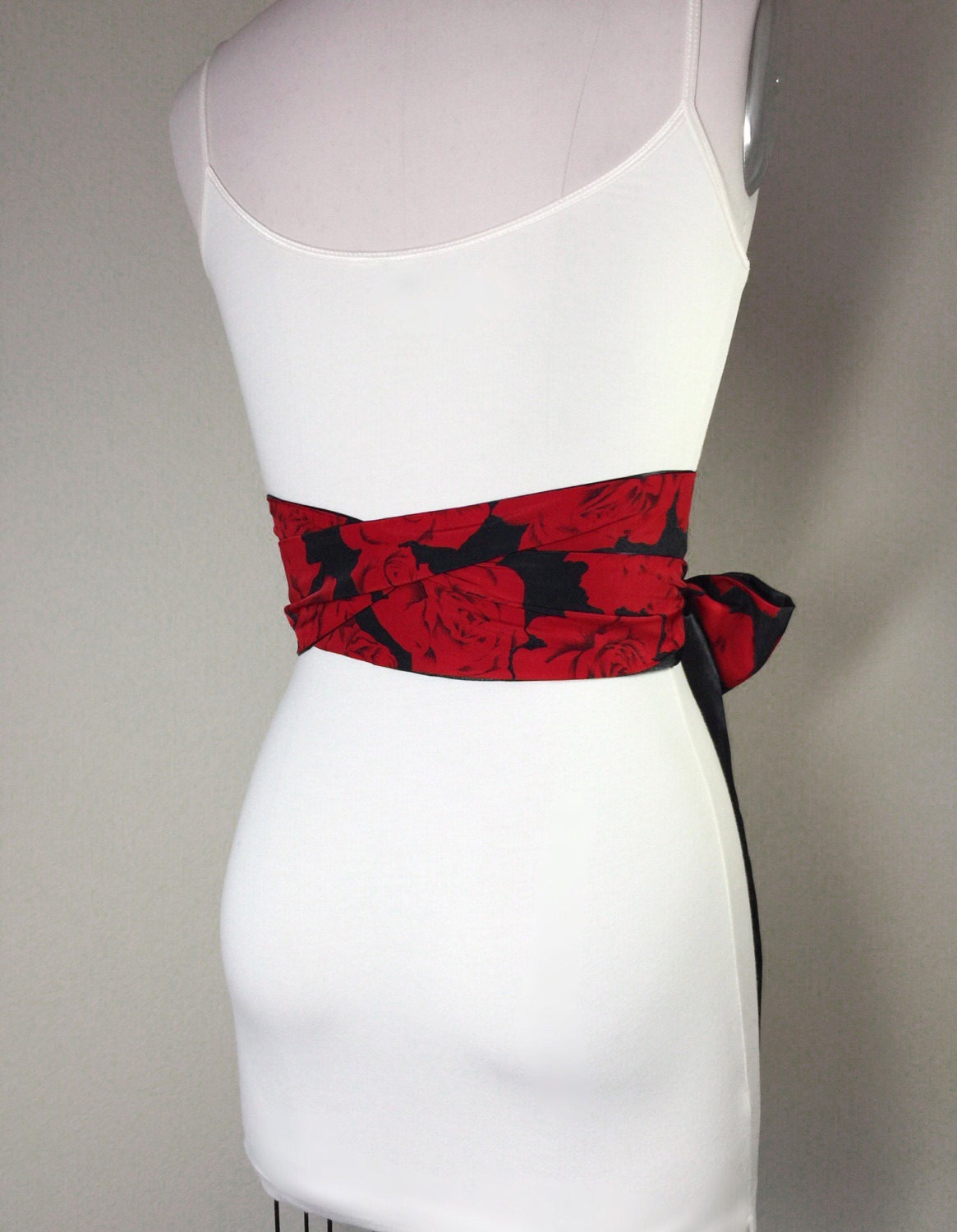 Navy Sash, Navy & Red Sash, Medallion Print Reverses to Crimson Red Satin Sash Men's Tie Print Accessory, Red and Navy Tie Belt, Satin Swank