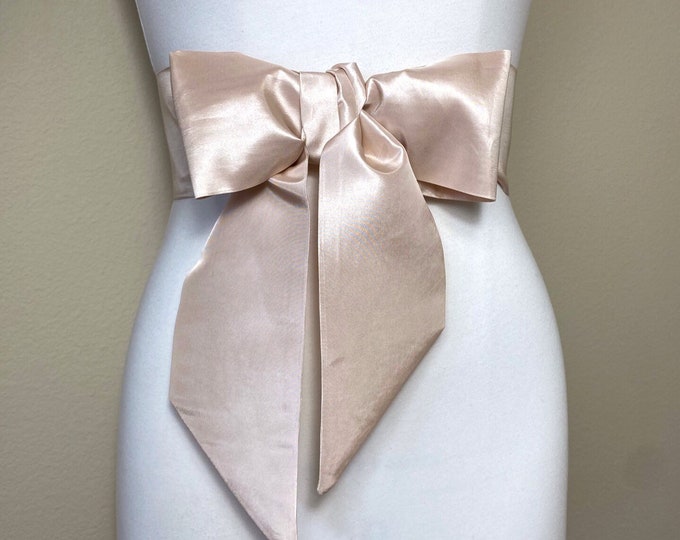 Crisp Taffeta Sash in Champagne (+ COLORS), Taffeta Bow Belt, Formal Dress Sash, Champagne Taffeta Sash, Champagne Sash Belt, Satin Swank