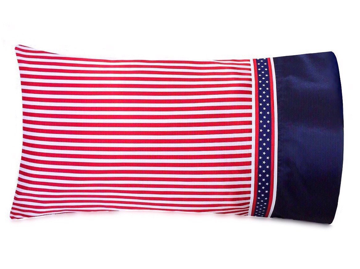 Patriotic Pillowcase American Flag Pillow Case Red White Blue