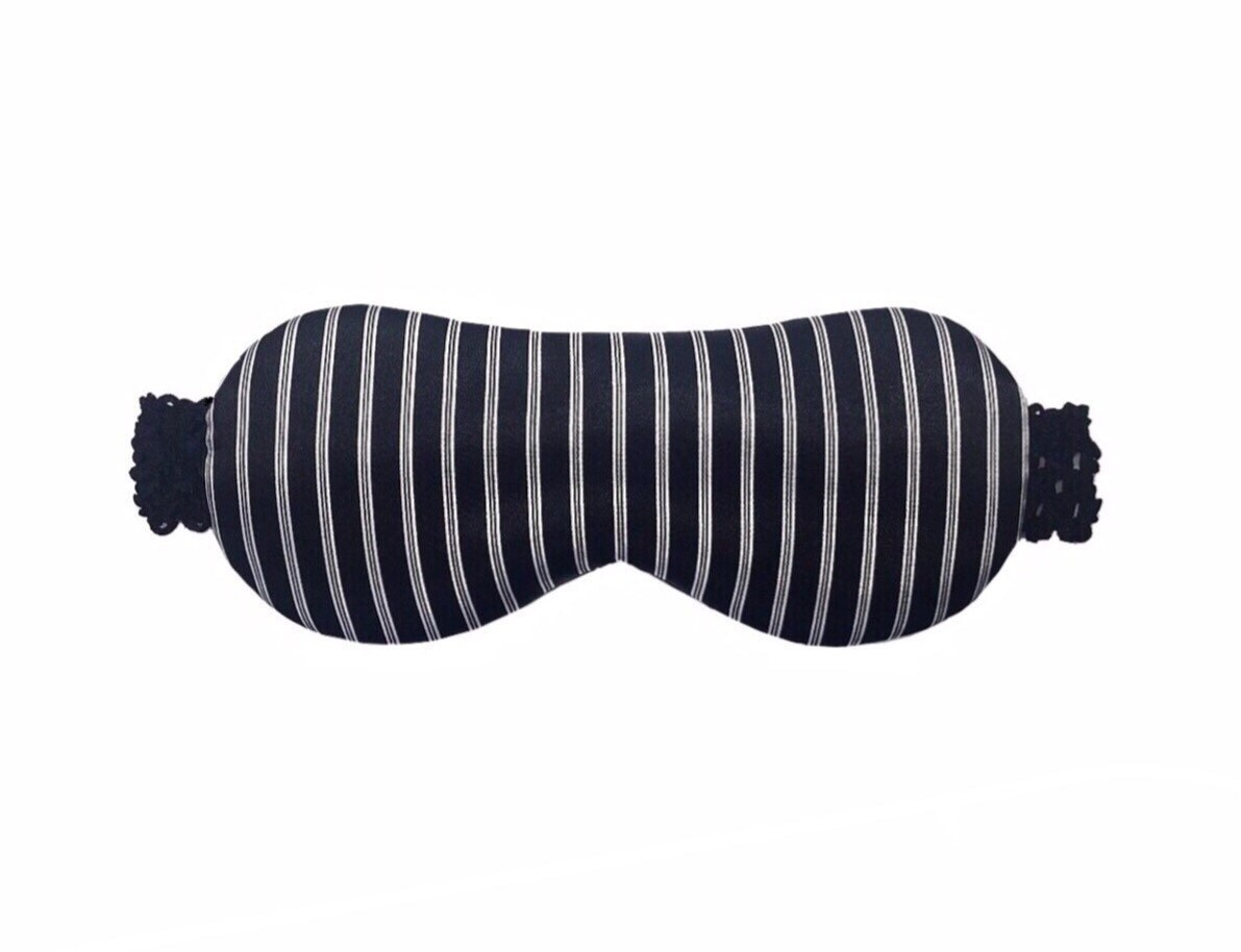 Black & White Sleep Mask, Pinstripe Eye Mask, Luxury Satin Sleep Mask ...