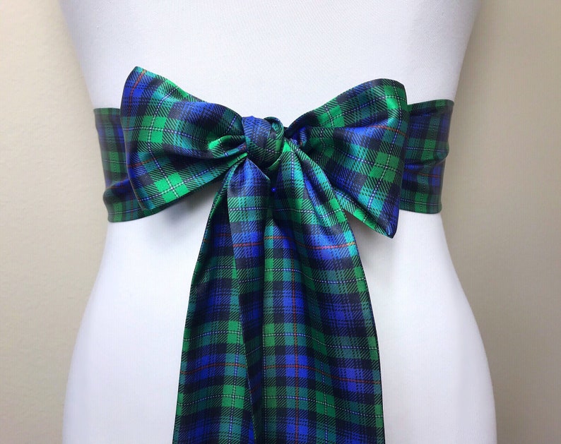 Mackenzie Tartan Sash Scottish Tartan Belt Green & Blue Etsy