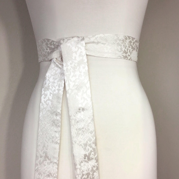 Vintage Ivory Cotton Pique Sash with Trim  main image 1