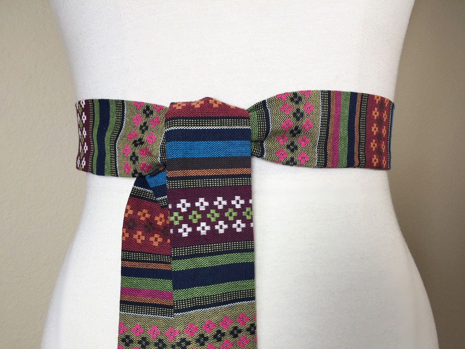 Woven Ethnic Print Sash, Aztec Sash, Tribal Sash, Native American Belt