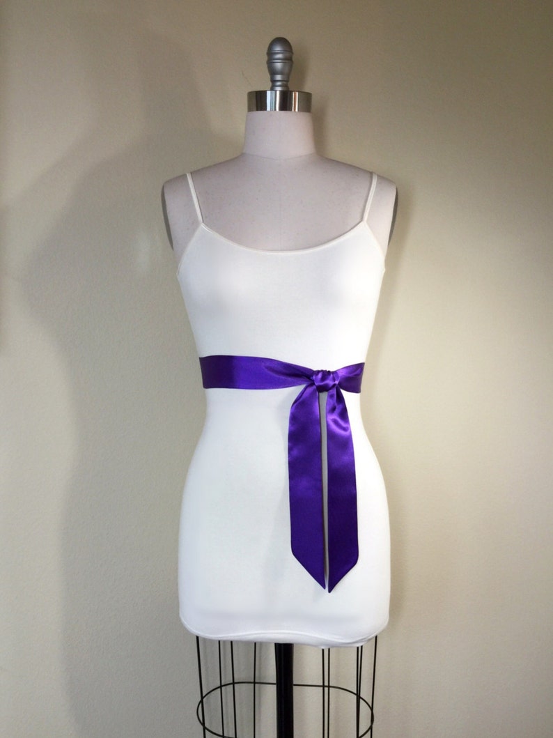 Narrow Purple Sash Purple Satin Sash Royal Purple Sash Belt Etsy