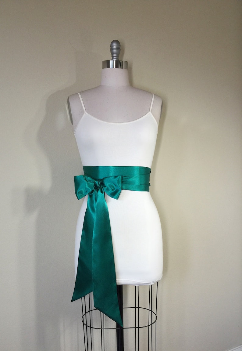 Emerald Green Sash, Emerald Satin Sash, Obi Belt, Emerald Green Satin Sash, Emerald Wedding Sash, Bridal Sash, Bridesmaid Sash, Satin Swank image 5