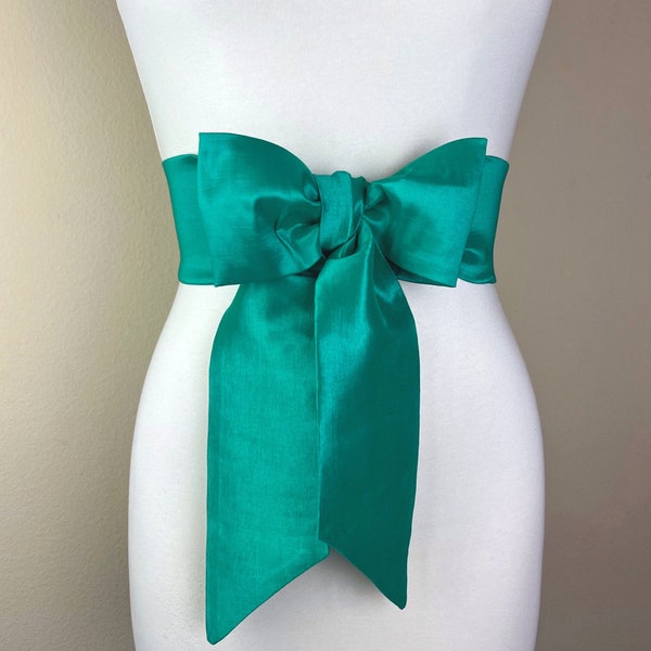 Crisp Taffeta Sash in Jade Green, Jade Green Taffeta Sash Belt, Green Dress Sash, Jade Sash Belt, Jade Wedding Sash, Satin Swank