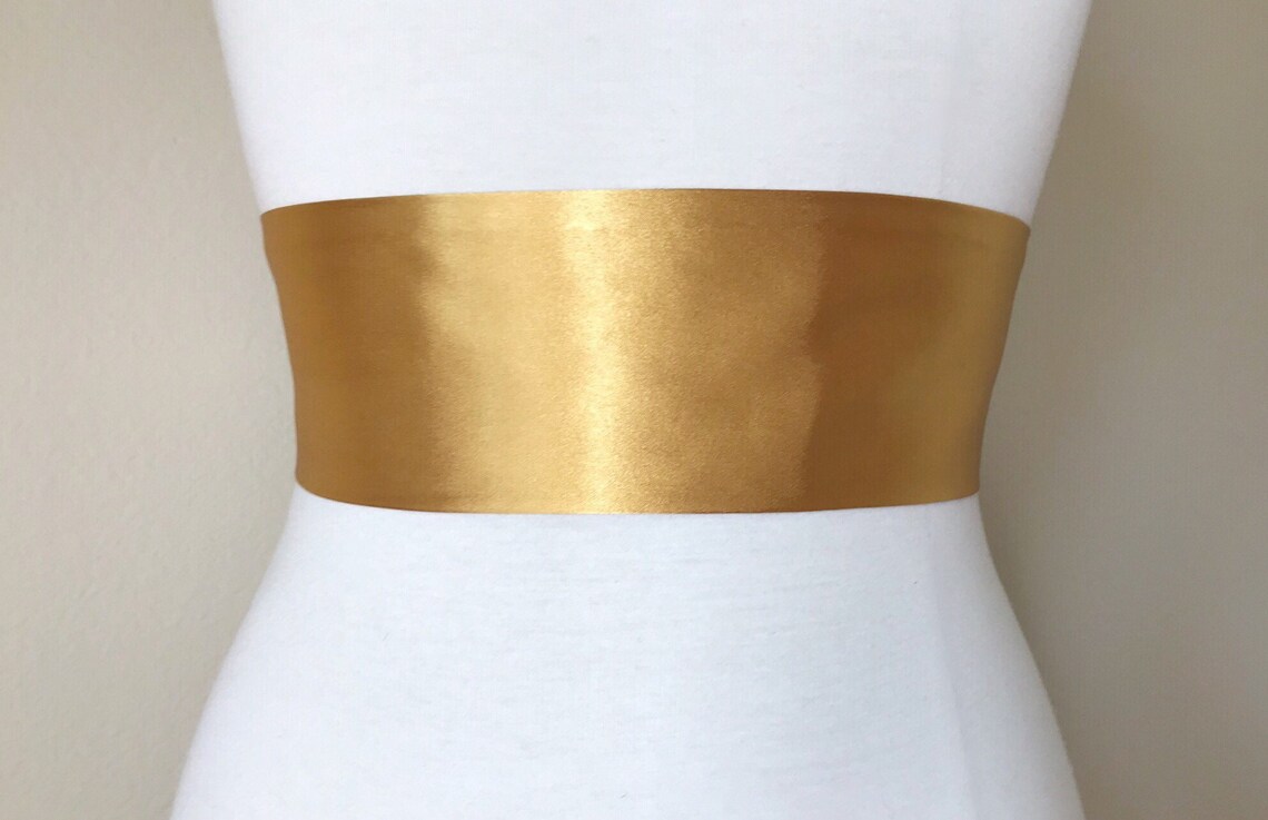 Wide Antique Gold Satin Sash Dark Gold Sash Belt Gold Wrap Etsy