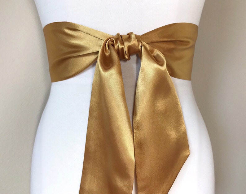 Wide Antique Gold Satin Sash Dark Gold Sash Belt Gold Wrap Etsy