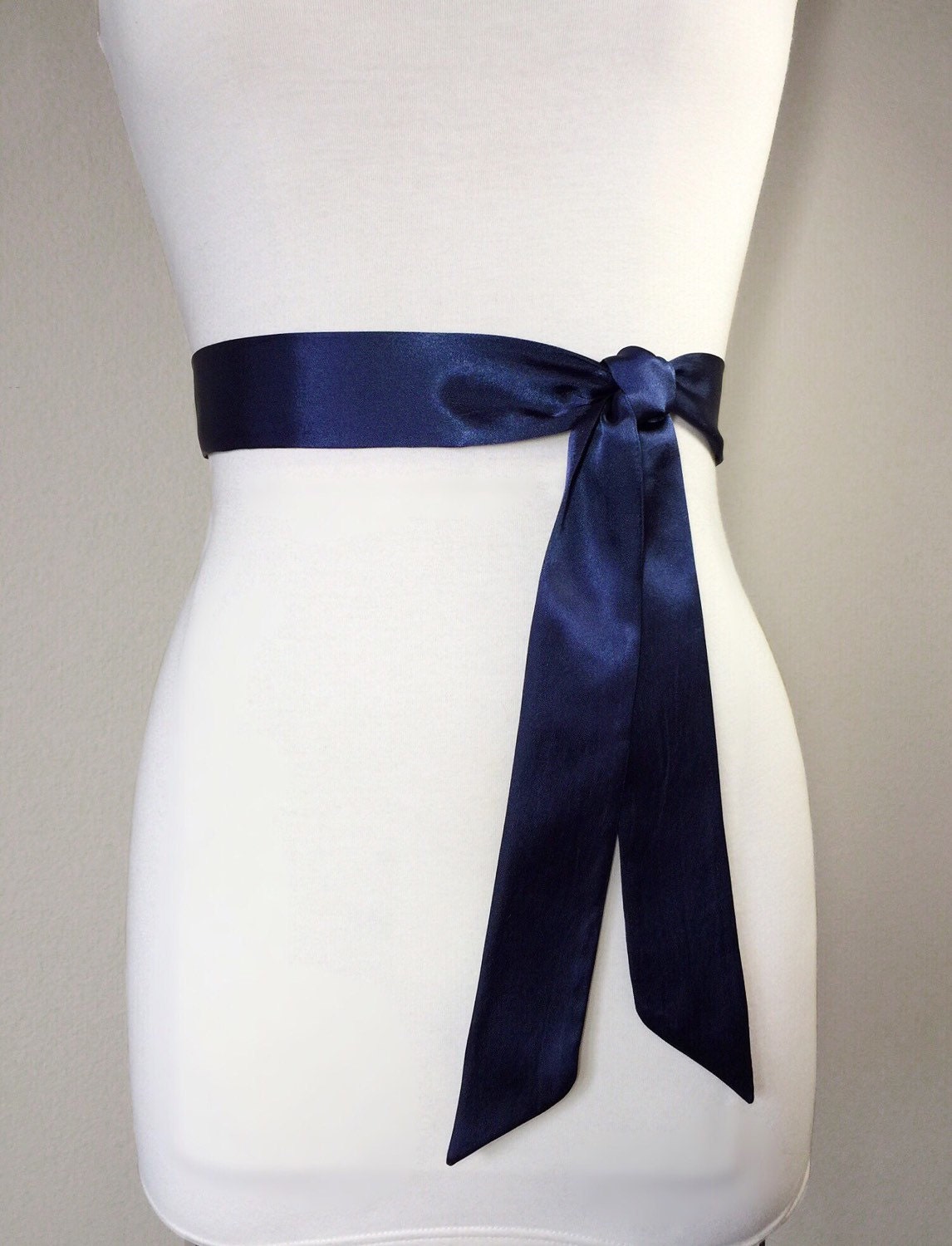 Narrow Navy Sash, Navy Satin Sash, Navy Blue Sash, Navy Sash Belt