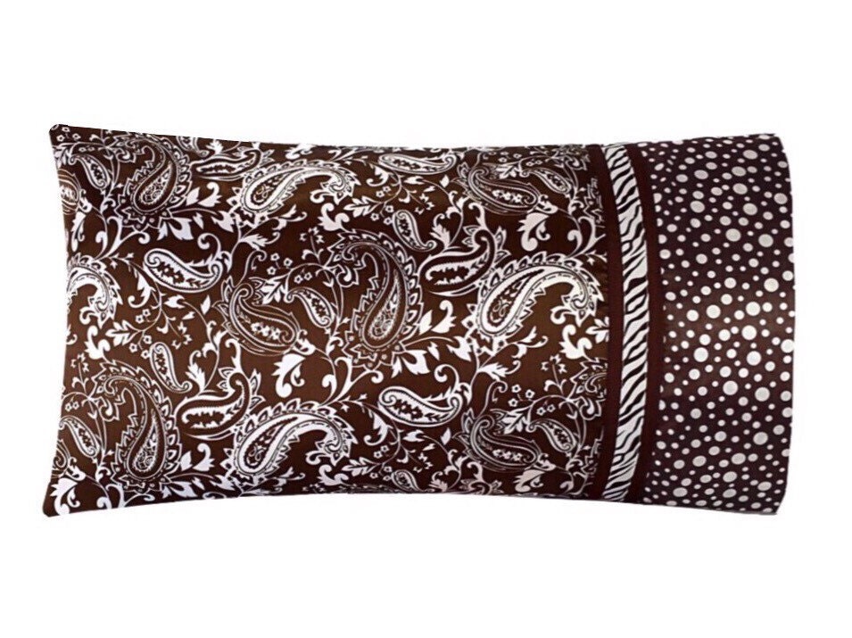 Brown And White Paisley Satin Pillowcase Brown Paisley Satin