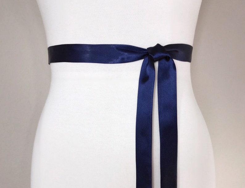 Extra Narrow Navy Sash Navy Satin Sash Belt Skinny Sash - Etsy