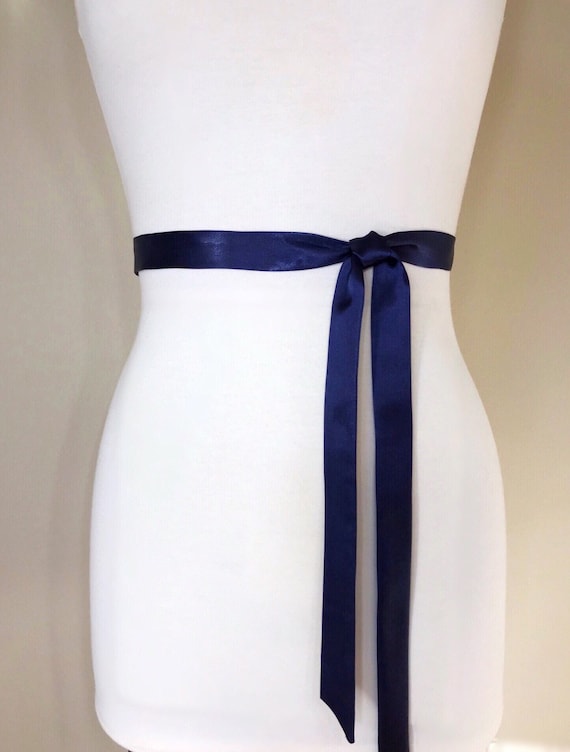 Navy satin belt hotsell