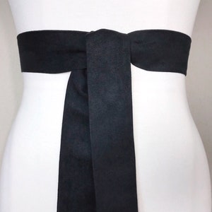 Ultra Suede Black Sash, Black Micro Suede Sash, Black Suede Cloth Sash Belt, Black Suede Accessories, Black Ultra Suede Belt, Satin Swank image 2