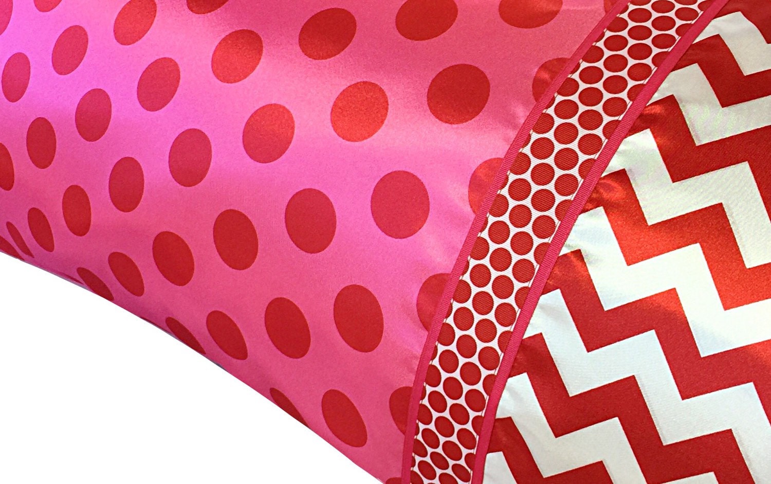 Pink and Red Polka Dot Satin Pillowcase Red Chevron Pillow Etsy