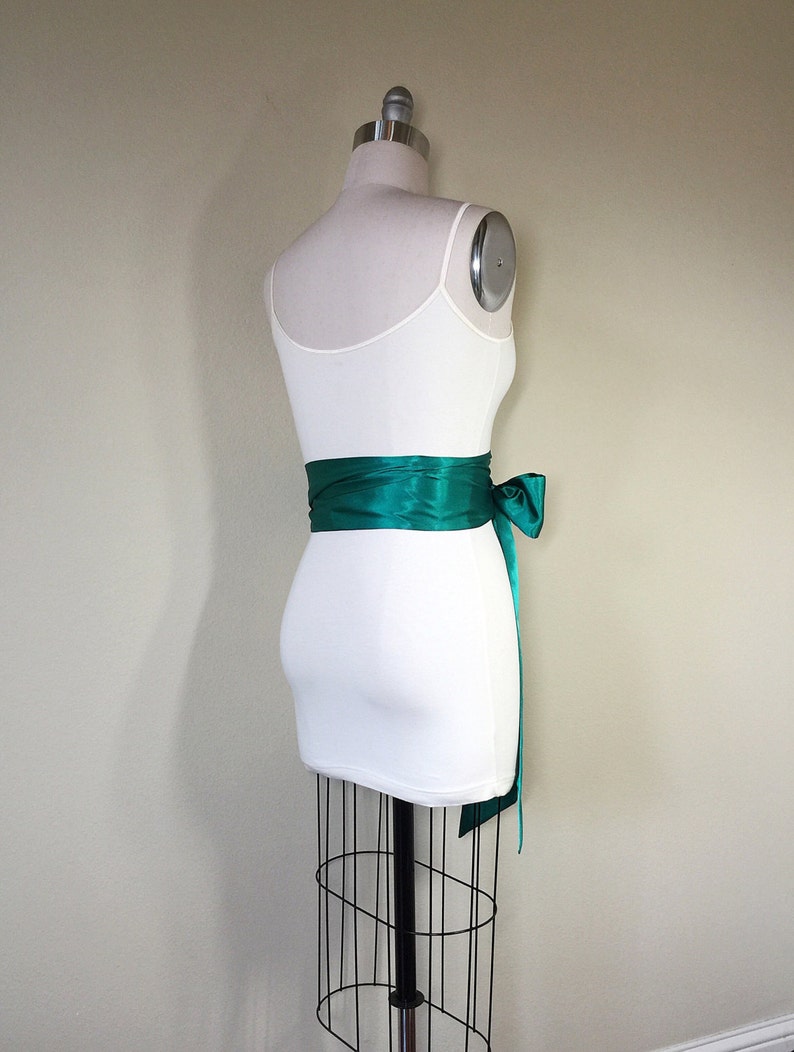 Emerald Green Sash, Emerald Satin Sash, Obi Belt, Emerald Green Satin Sash, Emerald Wedding Sash, Bridal Sash, Bridesmaid Sash, Satin Swank image 3