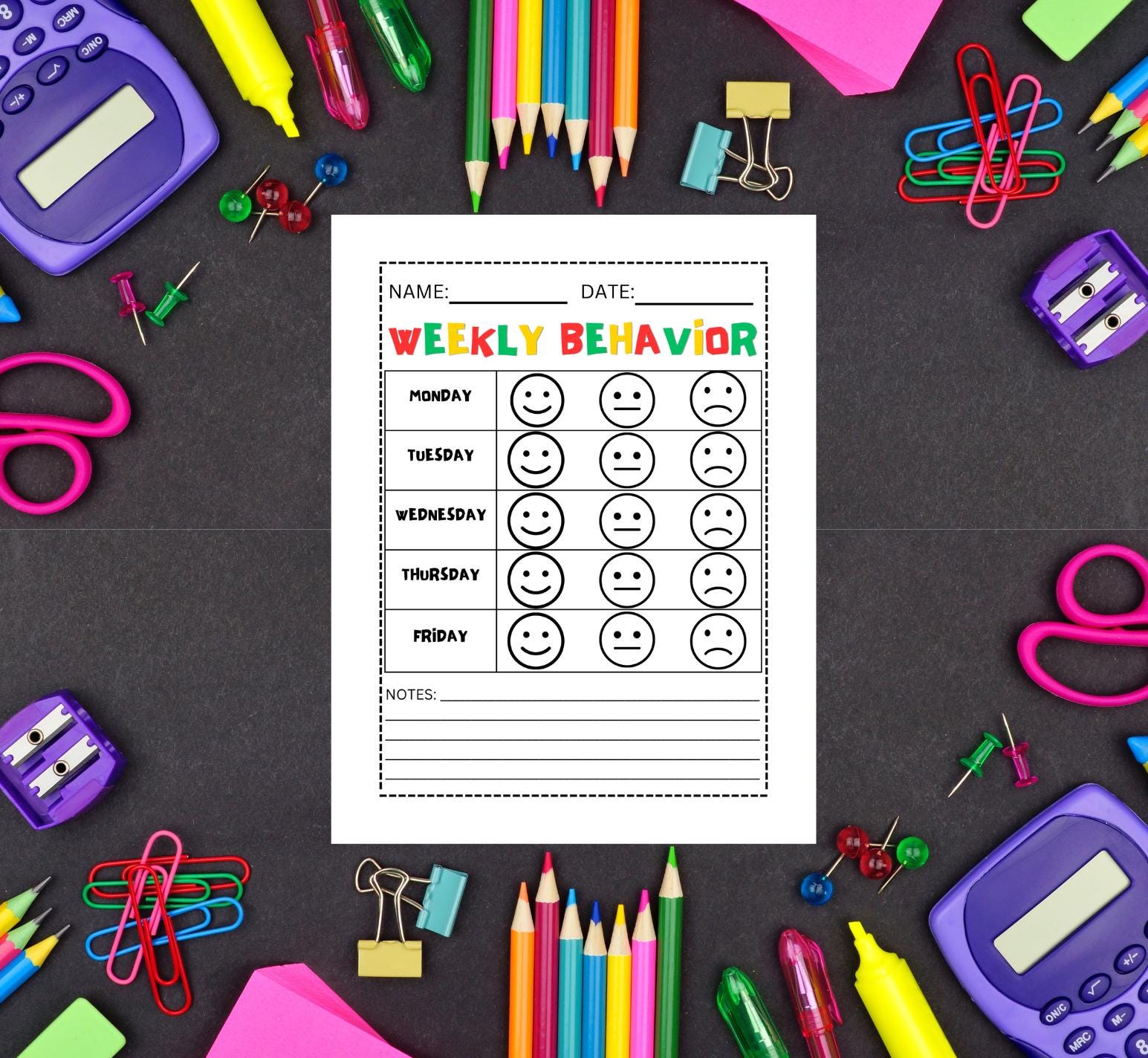 INSTANT DOWNLOAD PRINTABLE Daycare Preschool Weekly Behavior Report ...