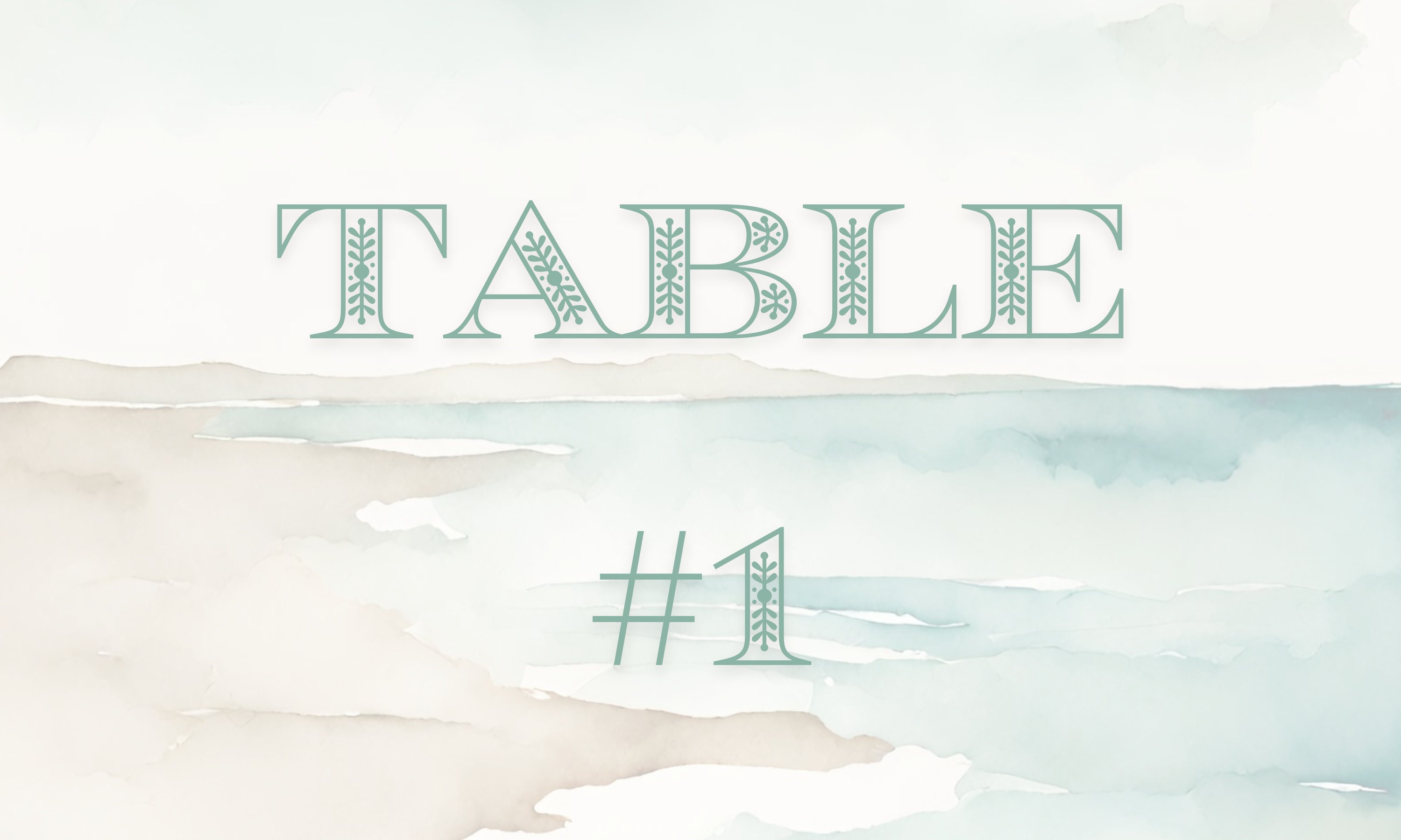 INSTANT DOWNLOAD PRINTABLE 3X5 Watercolor Beach Wedding Table Number ...