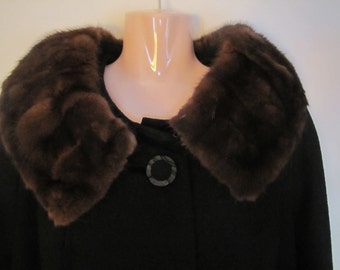Vintage Coat FUR MINK COLLAR The Blum Store Phila 50-60's Mid Century