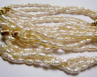 14K Gold Pearl Necklace Bracelet Set 14K Beads Balls Keshi Pearls Estate