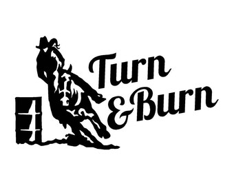 Download Barrel Racing Turn and Burn Unisex Vinyl Graphic T Shirt