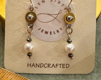 Eclectic Earrings - Pearl Earrings - Unique Earrings -