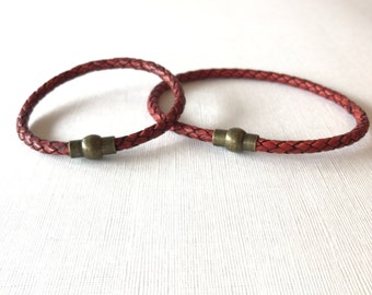 Bracelet Gift for Husband - Braided Leather Bracelet - Leather Anklet  - Valentine’s Jewelry Under 20 - Valentine’s Gift Under 30