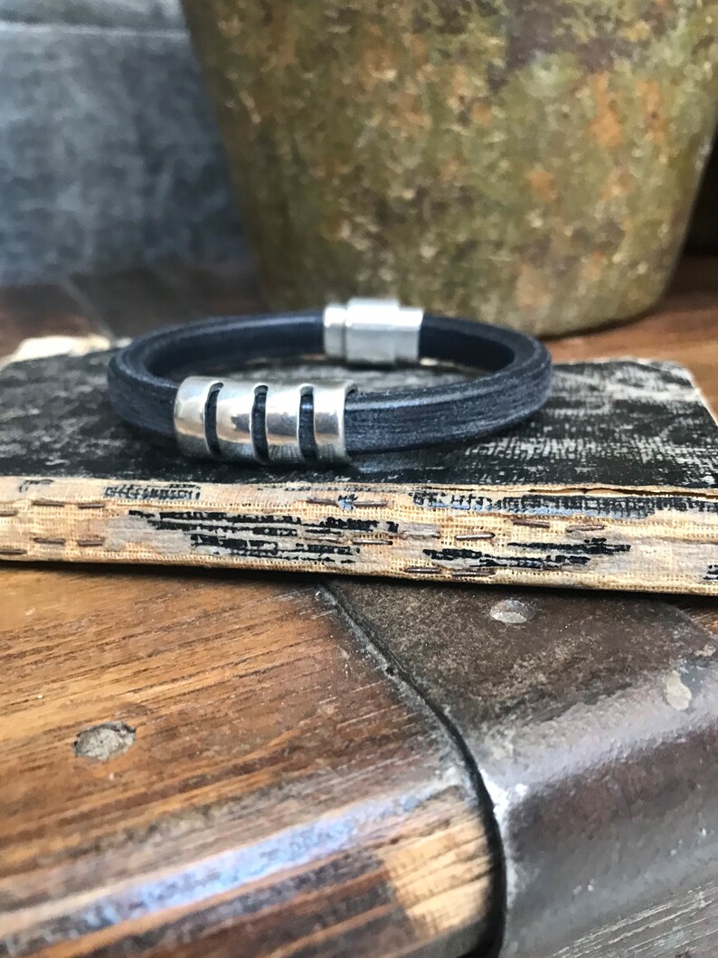 Leather Bracelet Mens Leather Bracelet Leather Cuff Gender Neutral Jewelry Womens Leather Bracelet Leather Bangle Bracelet image 1