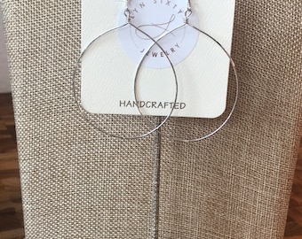 Handmade Large Sterling Silver Hoop Earrings: Minimalist Boho Style