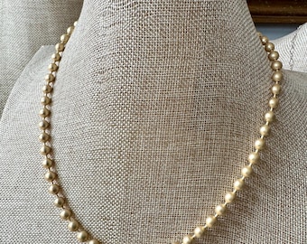 Chunky Gold Ball Chain Necklace: Edison Pearl Dog Tag Style