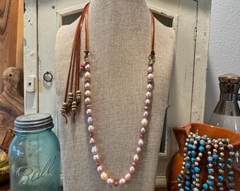 Baroque Pearl Statement Necklace: Peach Moonstone, Sundance Style