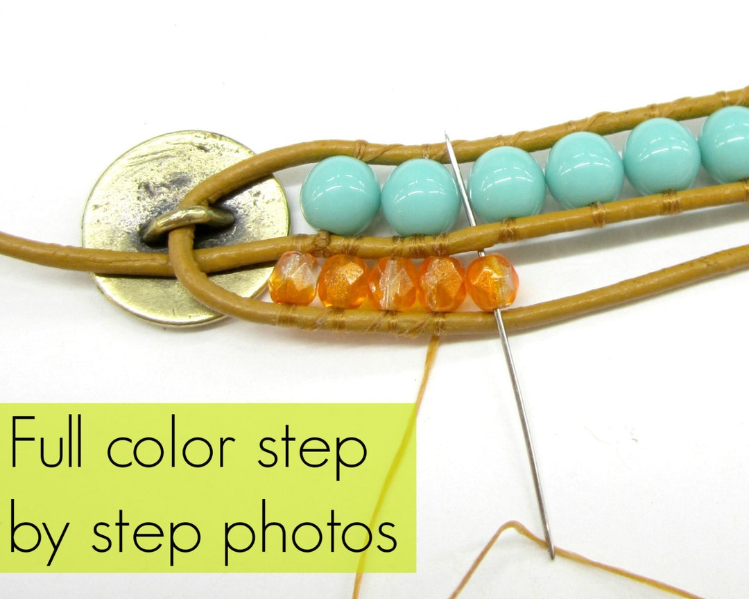 Beading Instructions Beaded Leather Cuff Instructions Bead Stitching