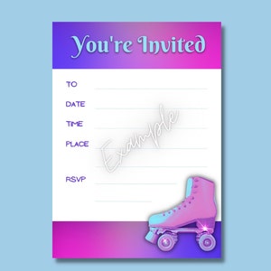 PRINTABLE Roller Skate Party Invitation - Fill in the blank invite - Birthday celebration