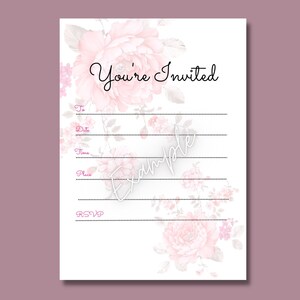PRINTABLE Party Invitation - Fill in the blank invite - Wedding or Baby Shower, Birthday Celebration - Pink Flowers