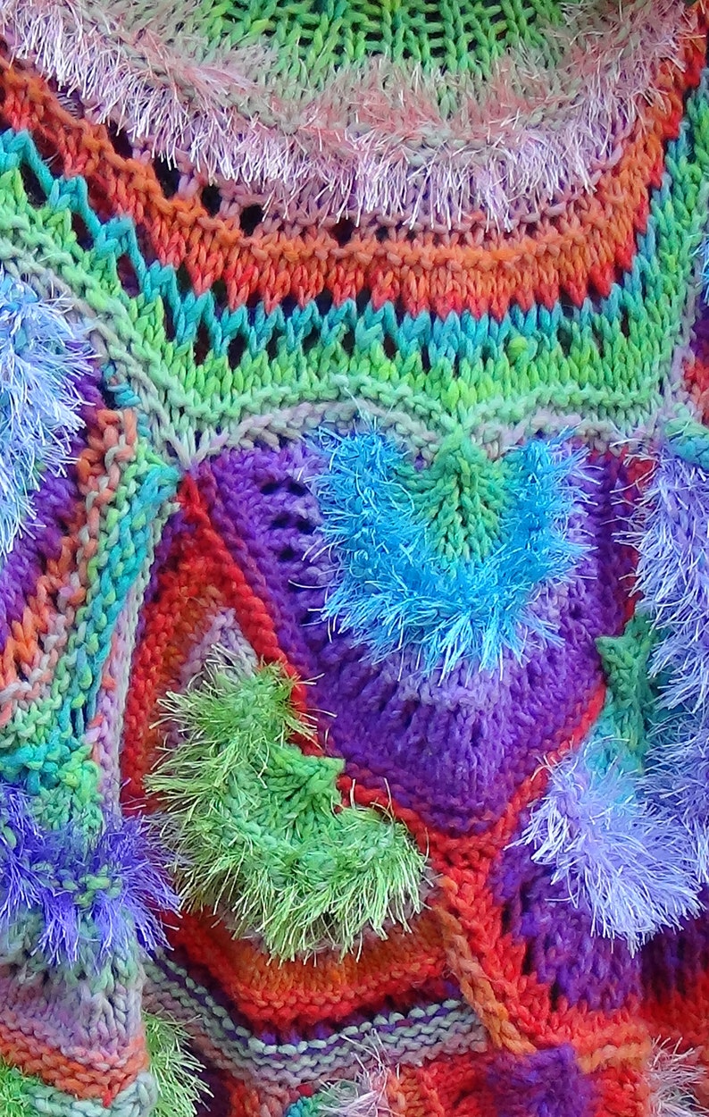 Rainbow Peacock Hand-knitted Wrap Jacket One Size Fits All - Etsy