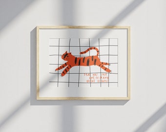 tiger poster, minimal print, nursery wall decor, kids room poster print, tiger illustration, modern art print, tiger drawing,kids room print