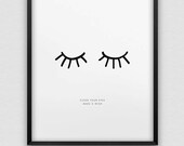 printable inspirational home decor // instant download print // black and white dream print // nordic style print // make a wish