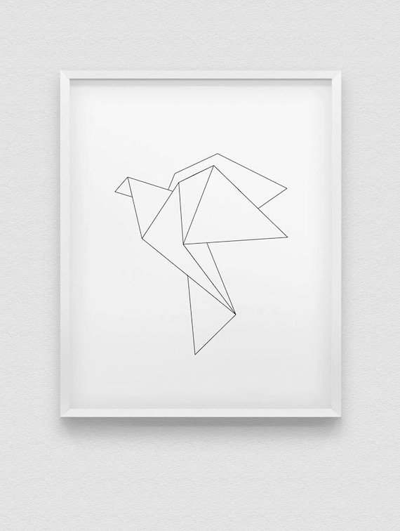 Origami Bird Print Flying Bird Print Black And White Minimalistic Wall Decor Origami Wall Decor Minimalistic Print Paper Bird